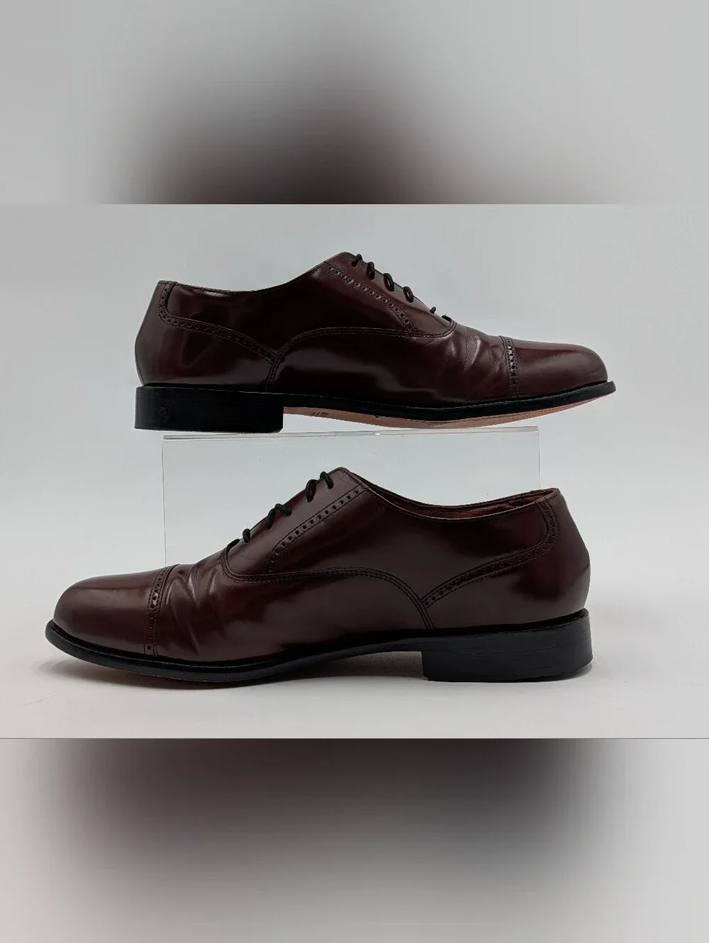 Bostonian Sz 10 Classics First Flex Cap Toe Oxford Burgundy Leather